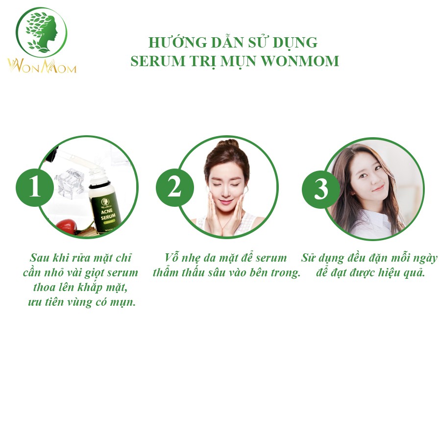 [ Giảm 35K - Đơn 339K ] Acne Serum Ngăn Ngừa Mụn - Dưỡng Da - Cấp Ẩm Cho Bầu Và Sau Sinh WonMom - 20ml