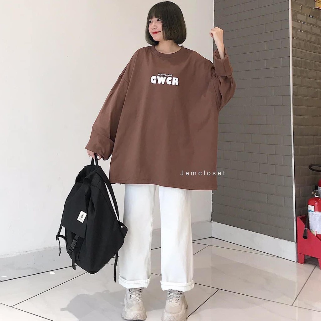 Áo Thun Dáng Rộng Tay Dài Phong Cách Hàn Quốc - Áo Thun GWCR - Áo Free Size - Áo Unisex | BigBuy360 - bigbuy360.vn