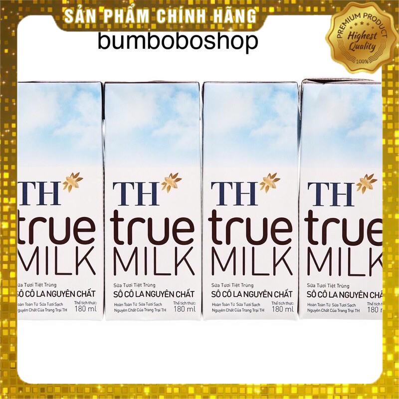 Lốc 4 hộp 180ml sữa TH TRUE MILK có đường/ít đường/không đường/socola
