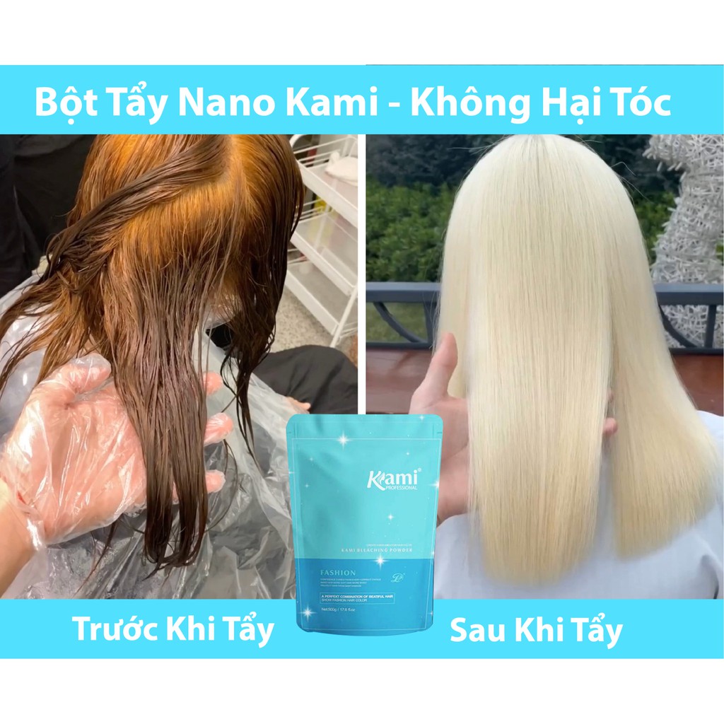 [CHỐNG XÓT] Bột tẩy tóc siêu mạnh nano kami - tẩy 1 lần lên nền 8,9 (tặng kèm oxy)