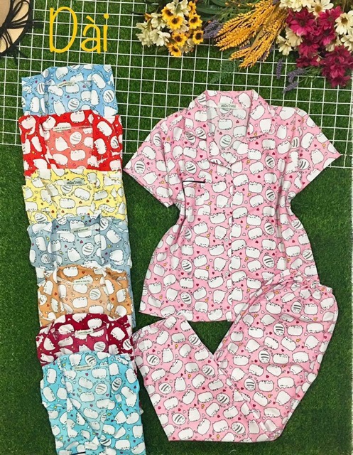 ĐỒ BỘ PIJAMA THÁI LAN TAY NGẮN QUẦN DÀI (KHÔNG VIỀN)