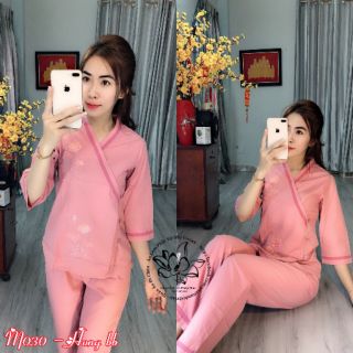 Đồ phật tử đi chùa - Bà lai nhật thêu 3 nút [Hình thật]