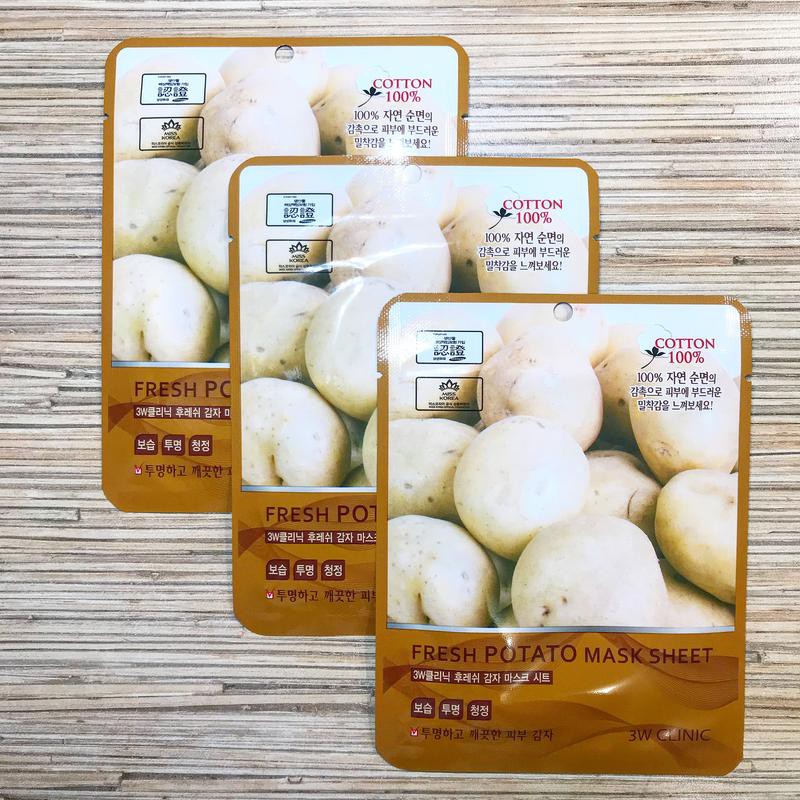 Mặt nạ khoai tây làm dịu và phục hồi da 3W CLINIC FRESH POTATO MASK SHEET 23ml - Hàn Quốc Chính Hãng