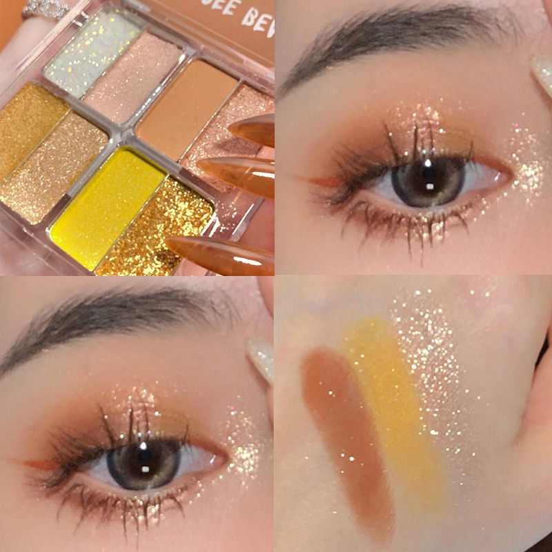 Bảng phấn mắt 8 màu mini long lanh VONGEE Phấn mắt chống thấm nước và mồ hôi