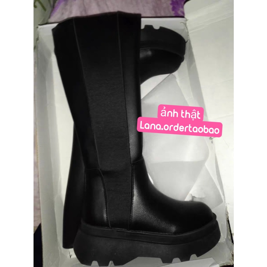 GIÀY BOOT ĐÙI CHUN HAI BÊN KHÔNG KHÓA ĐẾ CAO