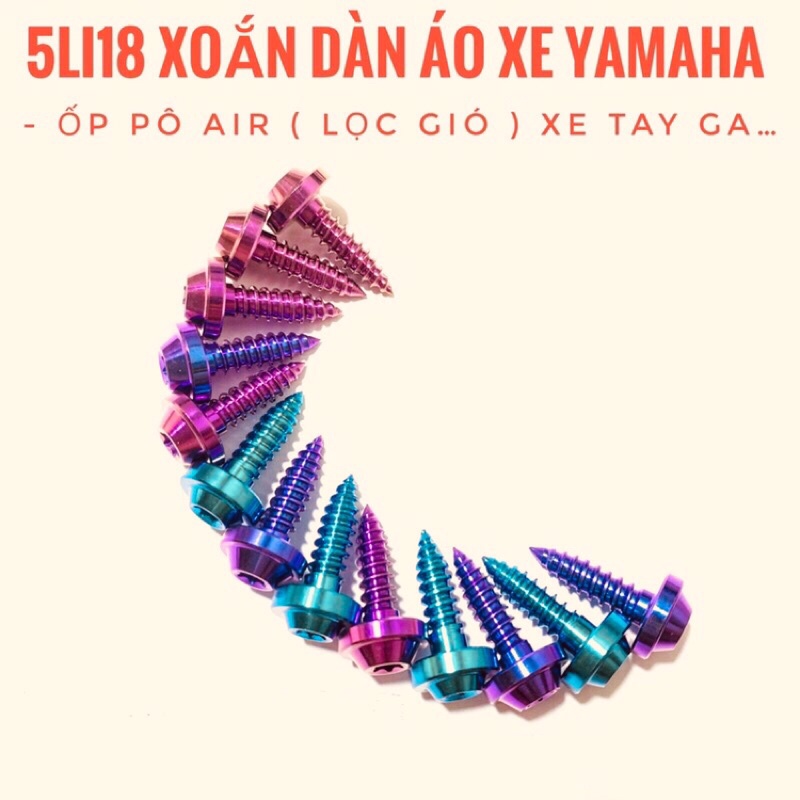 (Chuẩn GR5) Ốc titan 5li18 ren xoắn dàn áo xe yamaha và ốp lọc gió xe tay ga