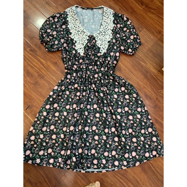 Váy hoa nhí cổ ren Zara new