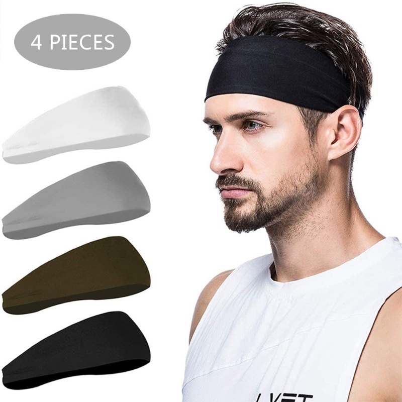 Bộ 4 Băng Đô Co Giãn Chống Trượt Chống Mồ Hôi Dùng Tập Thể Thao Cho Nam