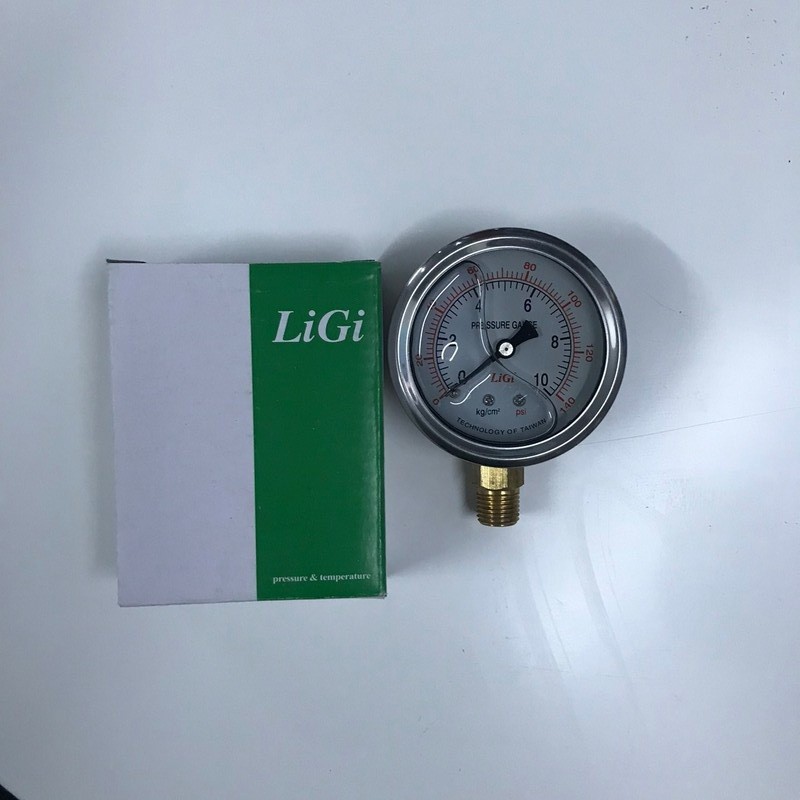 Đồng hồ đo áp suất vỏ inox Ligi Đài Loan 63mm
