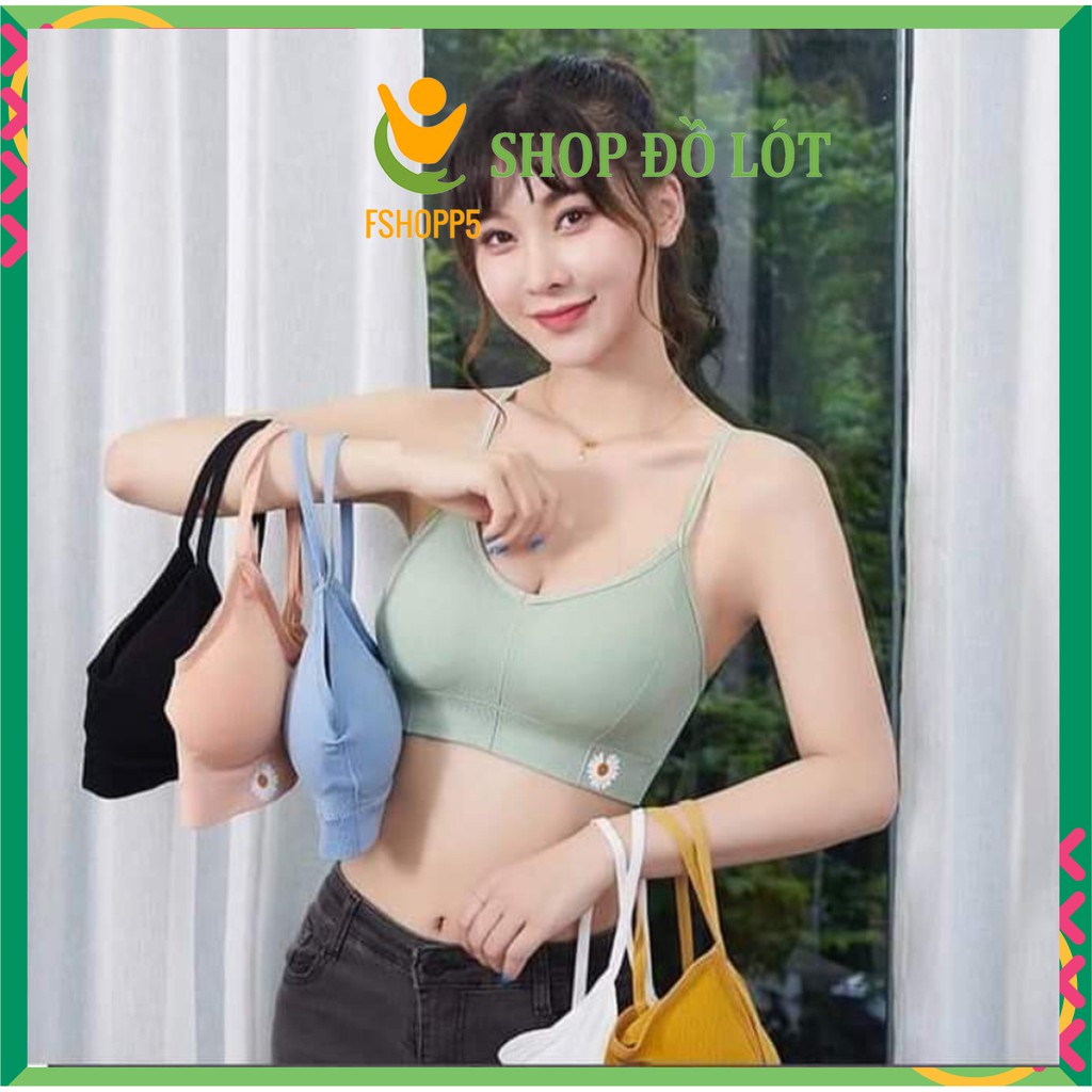 Bra thể thao nữ họa tiết hoa cúc dây nhỏ hở lưng sexy, Áo croptop thể thao đệm mỏng kiểu hàn quốc FSHOPP5