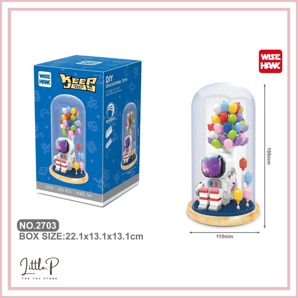 Lego Nanoblock - Đồ chơi lắp rắp mô hình 3D Decor Phi hành gia phiên bản lồng kính