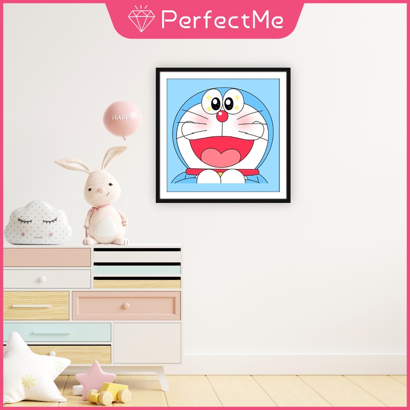 Tranh Đính Đá Thủ Công Tự Làm Hình Doraemon 30X30cm