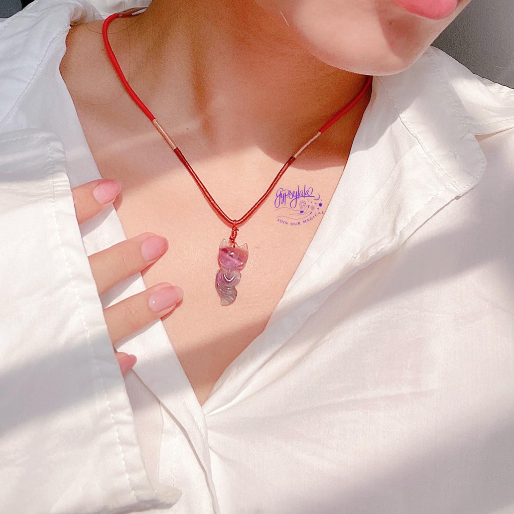 Mặt Dây Chuyền Hồ Ly Baby Đá Fluorite Thiên Nhiên Xoa Diụ Tâm Trí SP004002 Gypsy.lala
