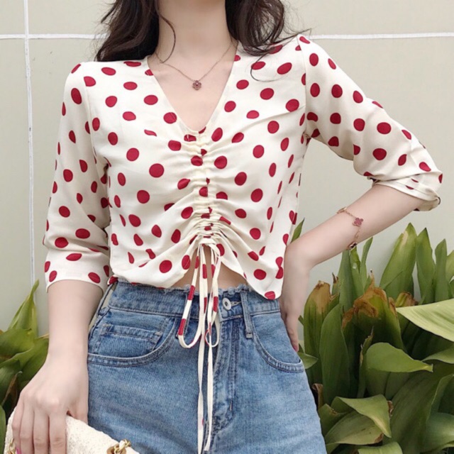 Áo Croptop Chấm Bi