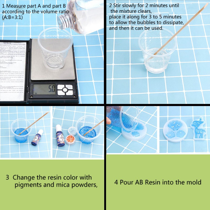 Bộ keo dán nhựa resin epoxy trong suốt 3:1 AB làm trang sức tiện dụng