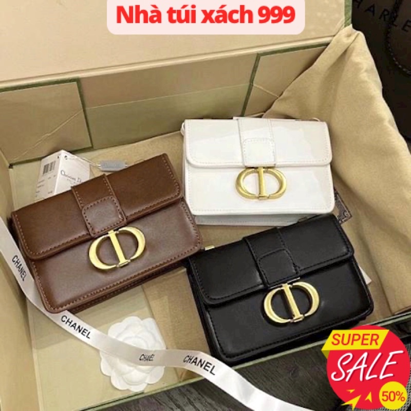 túi đeo chéo díor khóa bấm CD size 16cm bên trong 1 ngăn lót da phong cách tiểu thư thanh lịch