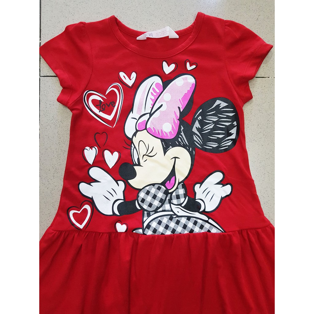 Đầm thun cotton hoạt hình chuôt mickey dễ thương cho bé gái