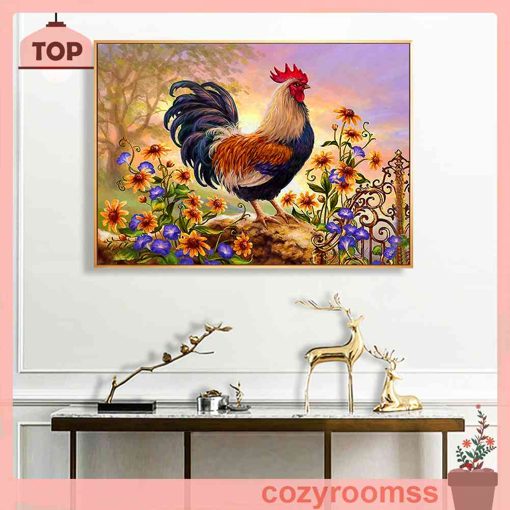 Bộ Tranh Thêu 11CT Hình Gà Trống Và Hoa Hướng Dương