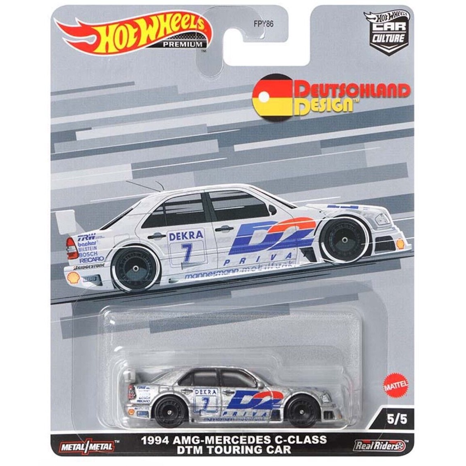 Xe mô hình tỉ lệ 1:64 Hot Wheels Premium 1994 AMG Mercedes Benz C-Class DTM Touring Car