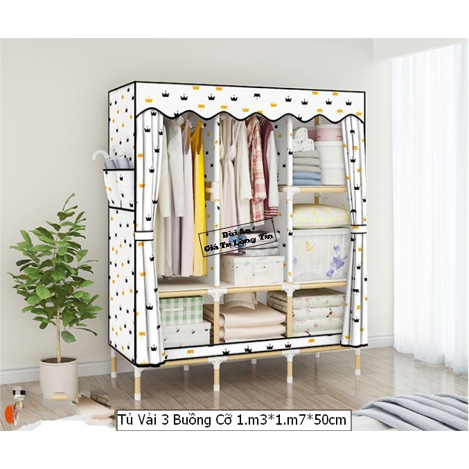 Tủ Vải Khung Gỗ Loại 1 Ván Để Đồ Gỗ