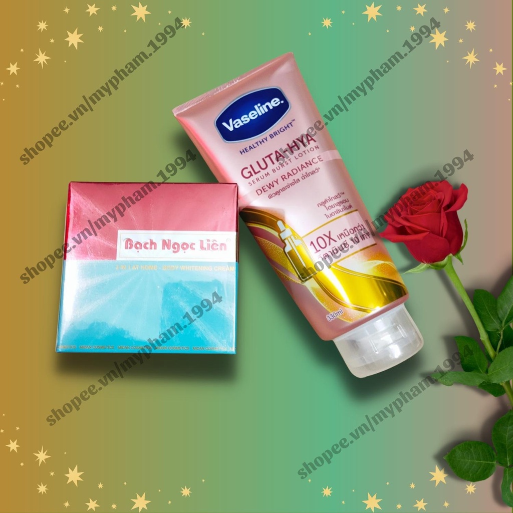 Combo kem body Bạch Ngọc Liên 90g và Vaseline Thái Lan 330ml dưỡng da trắng sáng  Combo Dưỡng Trắng