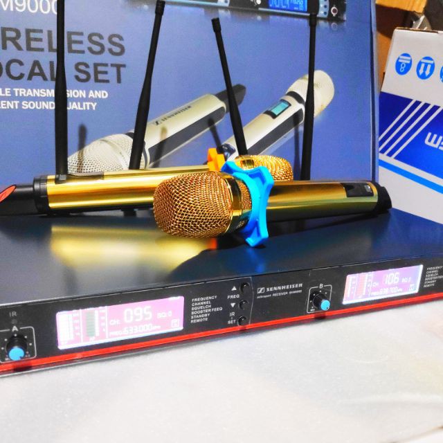 Micro Hát Karaoke SENNHEISER 9000 Bản Gold Chuyên Nghiệp, Tiếng Sáng, Hay, Mic Dành Cho Phòng Trà, Cafe
