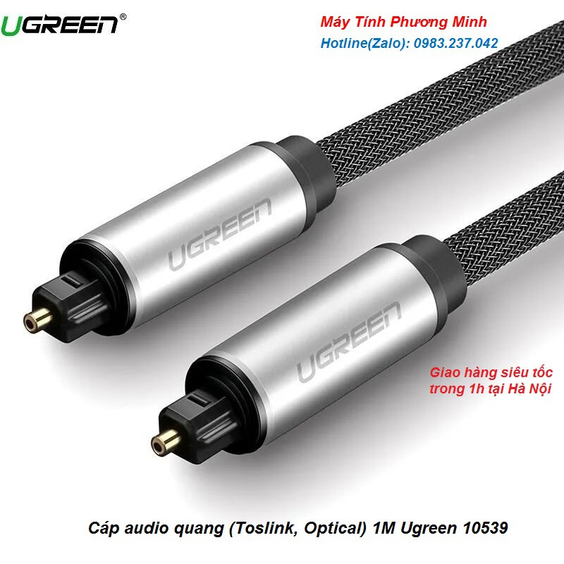 Cáp audio quang (Toslink, Optical) 1M Ugreen 10539 vỏ nhôm cao cấp- Hàng bảo hành chính hãng 18 tháng