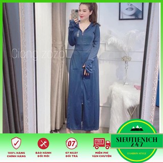 Áo chống nắng nữ dáng dài liền thân 2 lớp chính hãng gu