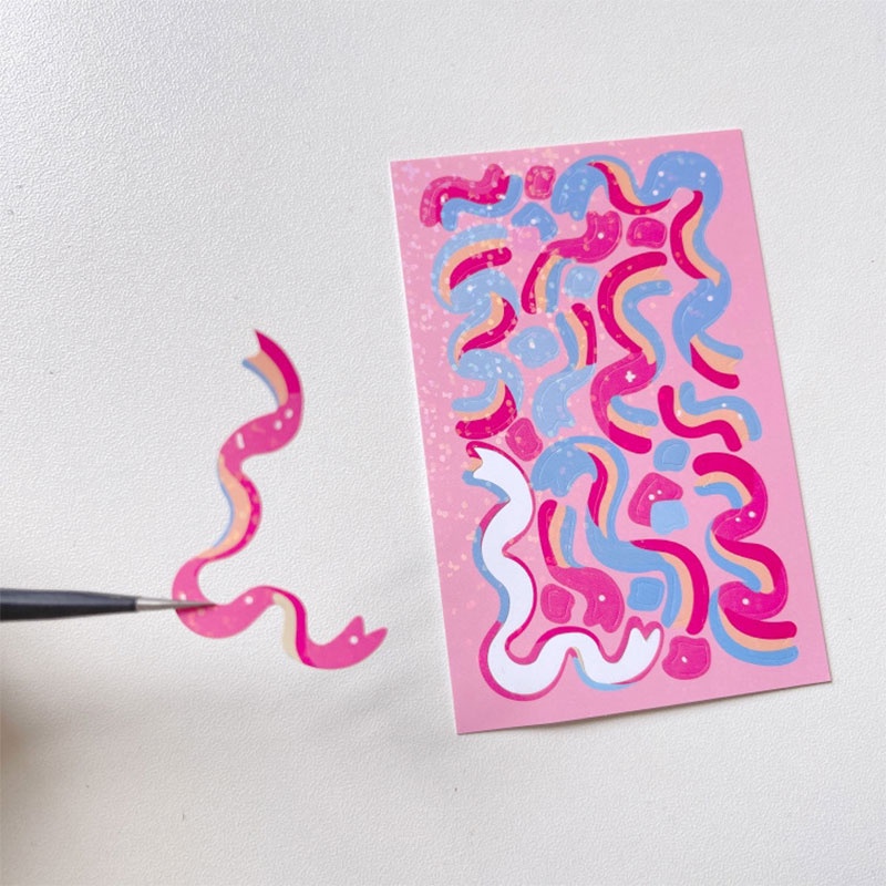 Miếng Dán Họa Tiết Ruy Băng Lấp Lánh Dùng Trang Trí Nhật Ký Diy