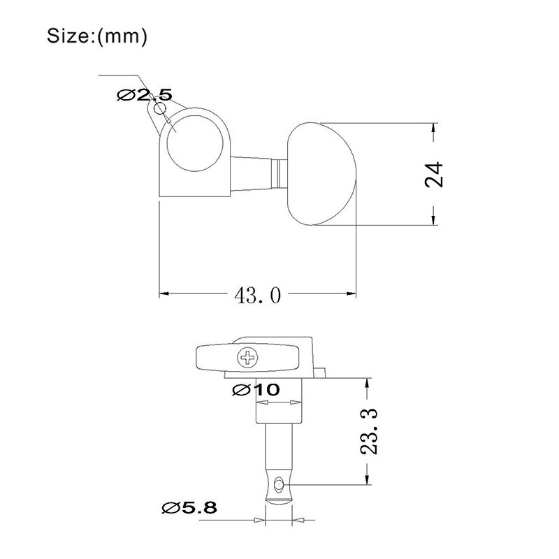 Chốt Vặn Điều Chỉnh Dây Đàn Guitar Điện Acoustic Hình Bán Nguyệt (3L + 3R)