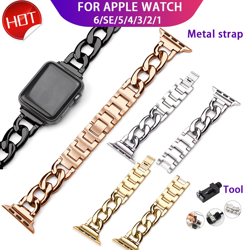 Dây Đeo Inox Dạng Xích Cho Đồng Hồ Thông Minh Apple Watch Series 7 6 5 4 3 2 1 SE 38mm 42mm 40mm 44mm