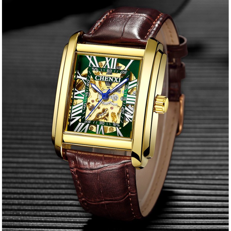 Đồng hồ đeo tay nam mặt vuông Chenxi automatic - Đồng hồ cơ  mặt vuông sang trọng
