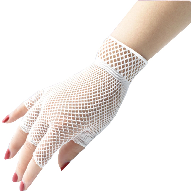 Găng Tay Lưới Hở Ngón Phong Cách Hip hop Cho Nữ