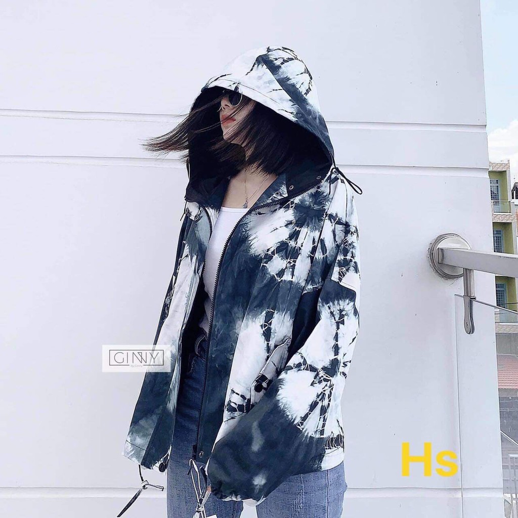 Áo Khoác, Áo Khoác Nam Nữ Màu Loang Có Mũ Chất Gió Daisy SP000576