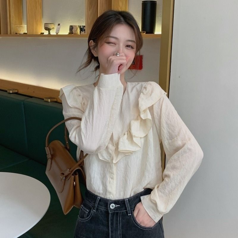 Áo Nữ Tay Dài Cổ Chữ V Thời Trang Hàn Quốc