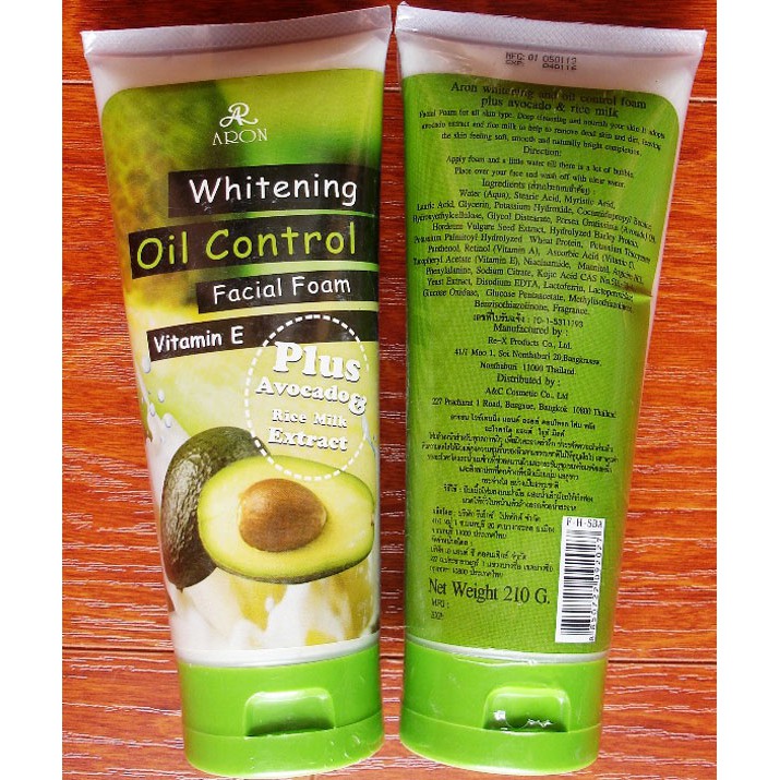 Sữa rửa mặt bơ Aron Whitening Oil Control Thái Lan 200ml