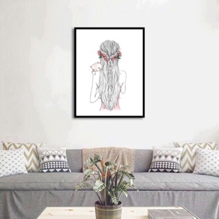 Tranh canvas hình cô gái 50 x 65 ( đã đóng khung) SR97