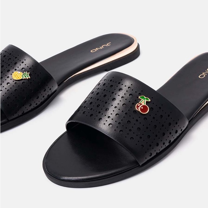 Dép Bệt Nữ 3cm Thời Trang JUNO Quai Ngang Cắt Lazer Charm Trái Cây SD03052