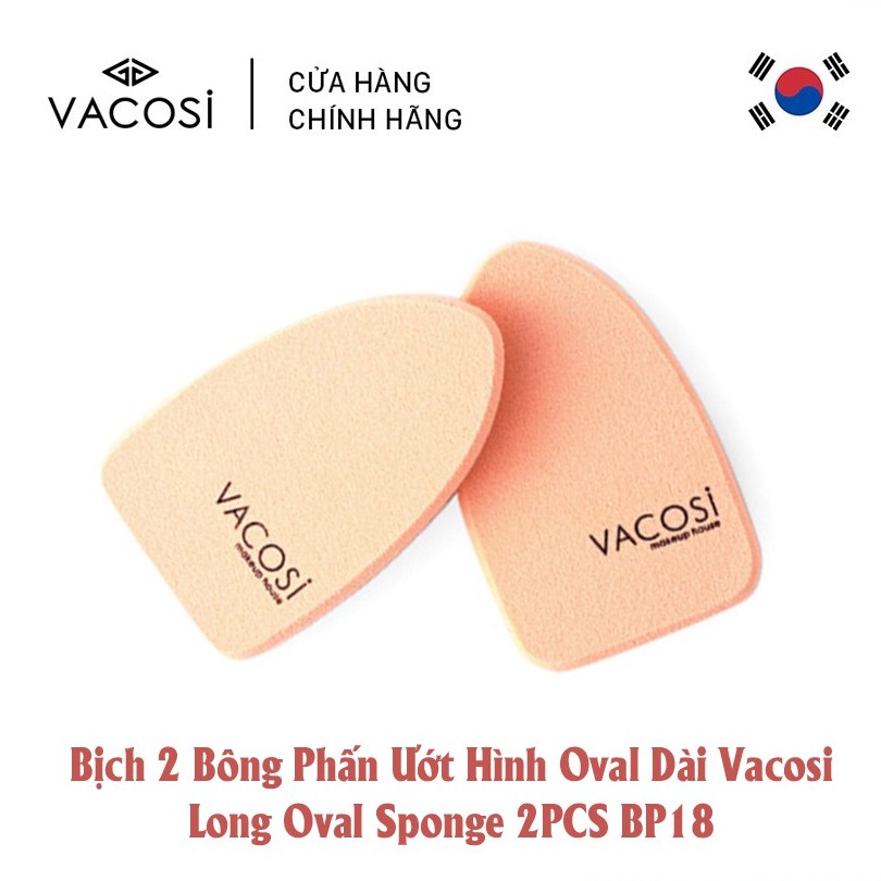 Bịch 2 Bông Phấn Ướt Hình Oval Dài Vacosi Long Oval Sponge 2PCS BP18