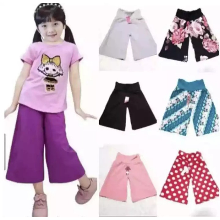 Quần Culottes Màu Trơn Xinh Xắn Cho Bé Gái 1-12 Tuổi