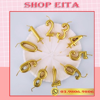 Nến số sinh nhật phủ nhũ vàng