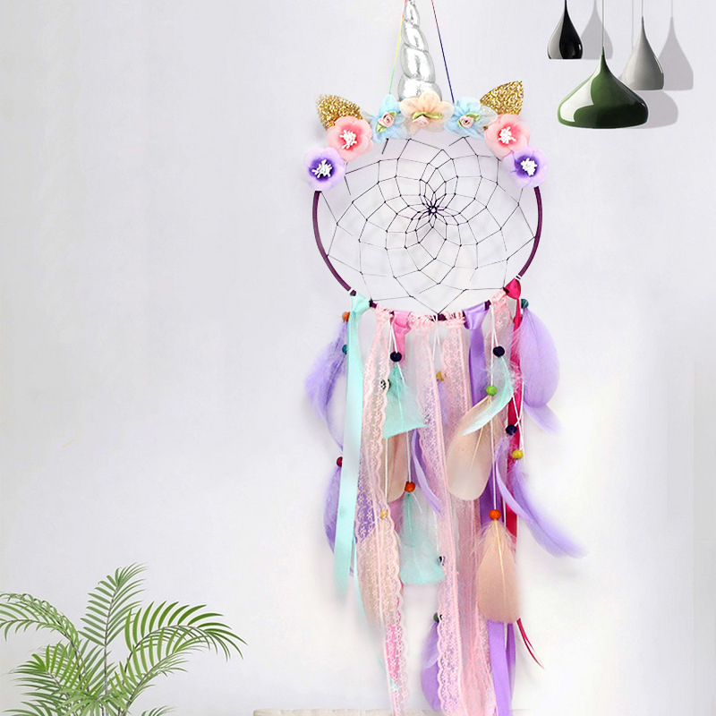Bùa Đuổi Bắt Giấc Mơ Dream Catcher Màu Tím Treo Trang Trí Xe Hơi