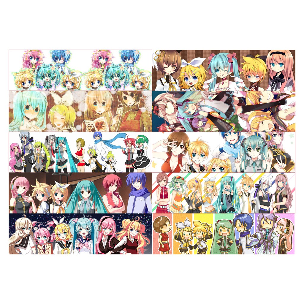 Combo 3 bảng kẹp sách vocaloid, 3 thước kẻ rinlen, 5 card thẻ rinlen