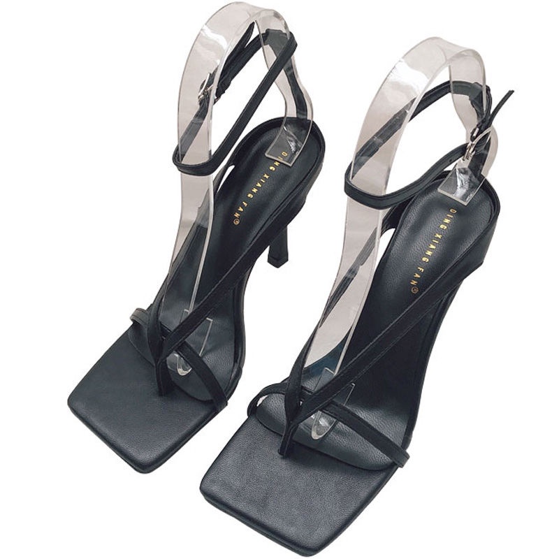 Giày Cao Gót Mũi Vuông Cao Gót Có Dây Đeo Quyến Rũ Cho Nữ Size 35-39 3 St