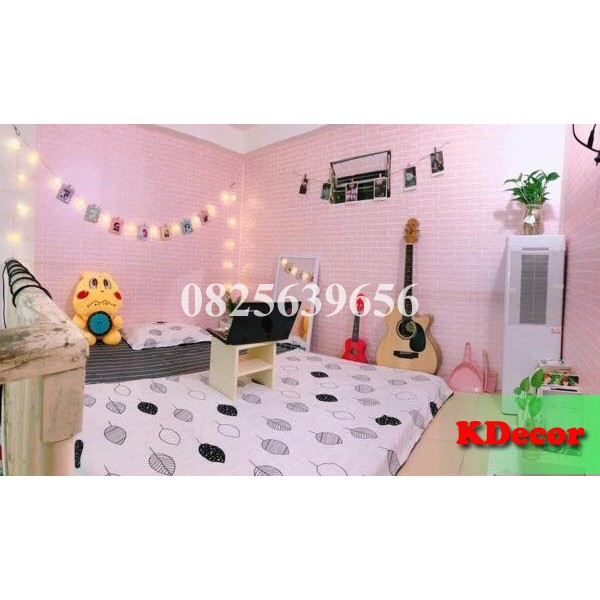 [CÓ ẢNH THẬT] 10m Giấy dán tường Gạch Hồng có sẵn keo khổ 45cm