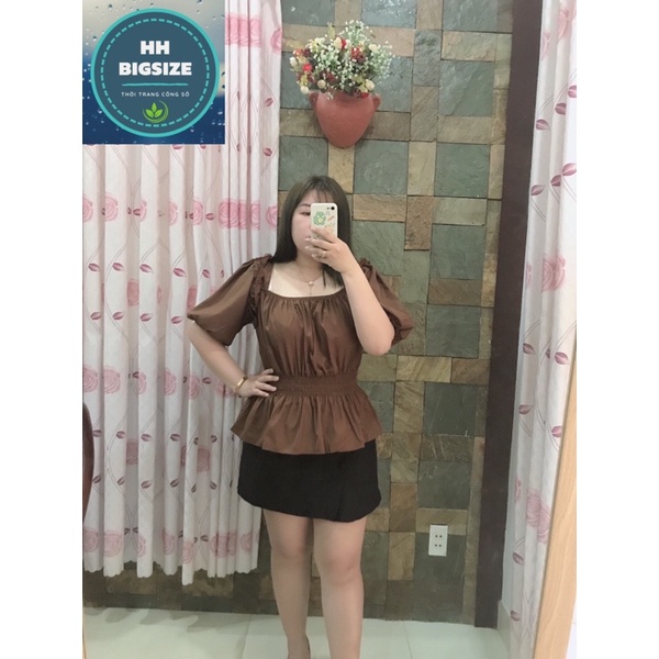 Áo Kiểu Nữ Ngắn Tay Cổ Vuông Bo Chun Eo Chất Kate Lụa