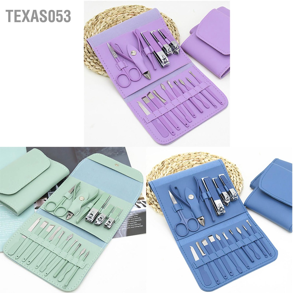 Hàng Sẵn Bộ 16 Dụng cụ cắt móng tay kềm bấm nhặt da nặn mụn dũa nhíp làm đẹp siêu bền【Texas053】