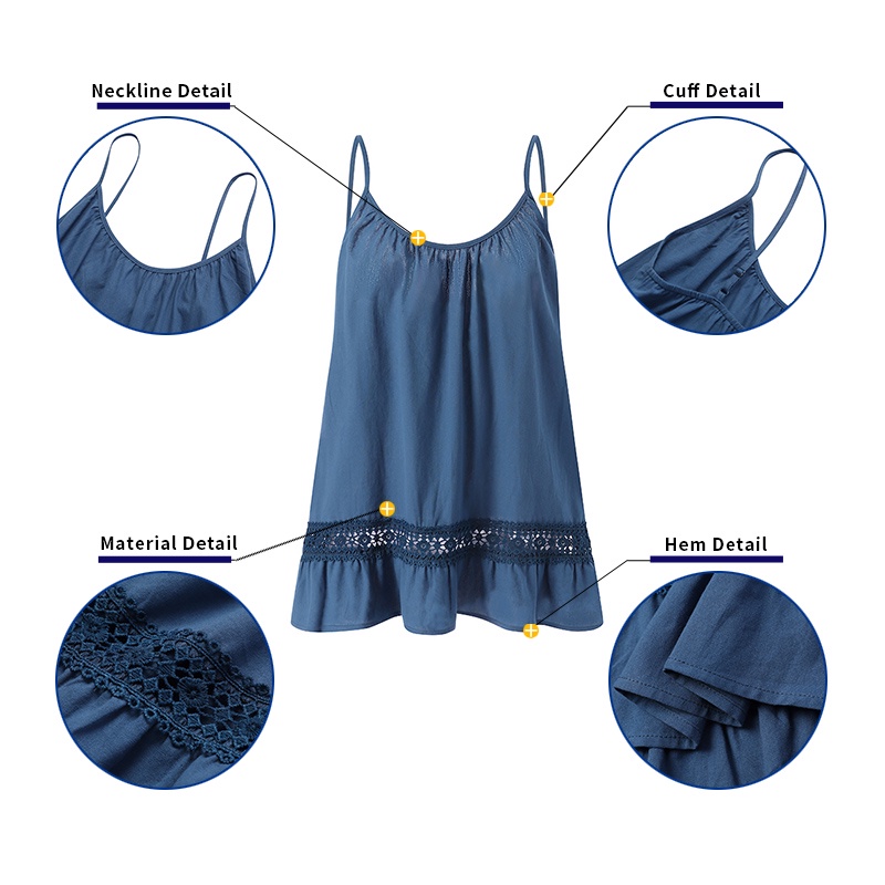 Zanzea Áo Nữ Không Tay Phối Ren Phong Cách Châu Âu Thời Trang