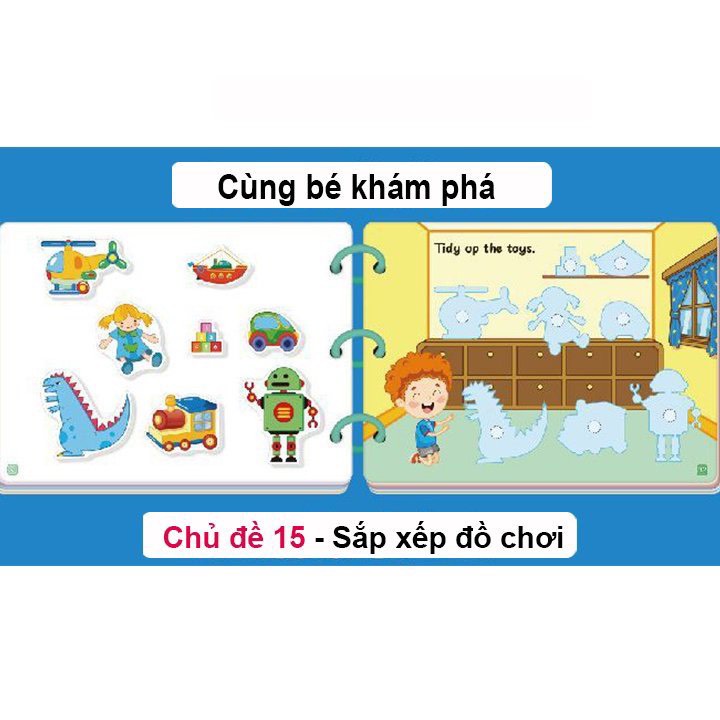 Bộ bóc dán 17 chủ đề loại 1 bìa cứng phủ bóng