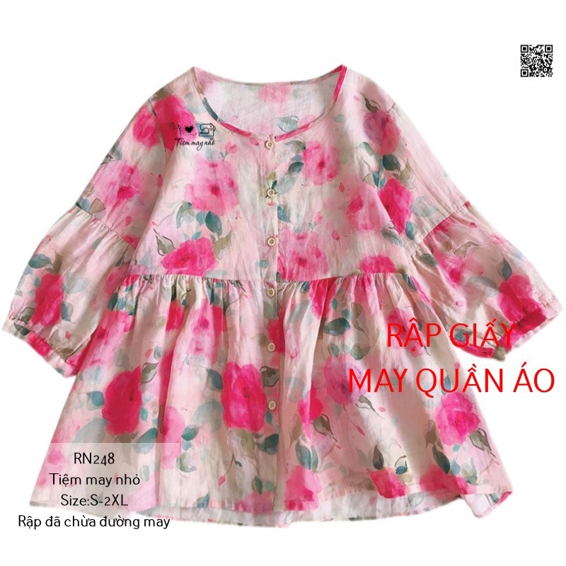 RN248_Rập giấy may áo babydoll tay thường nữ